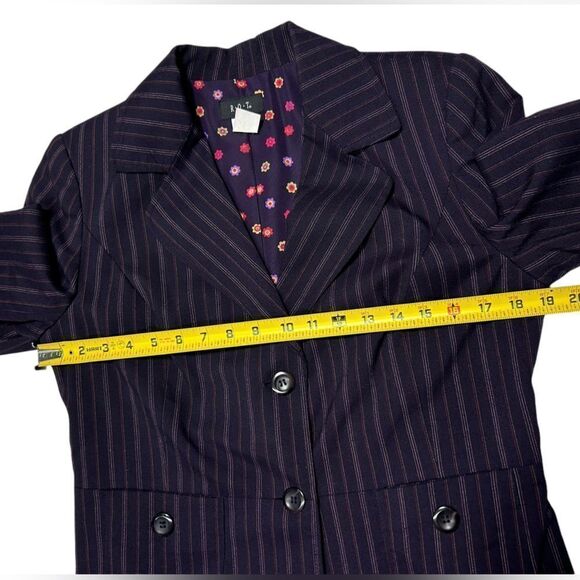 Vintage 90’s R.Q.T Dark Purple Blazer Pinstriped Two Button Blazer with Pockets - Picture 6 of 6